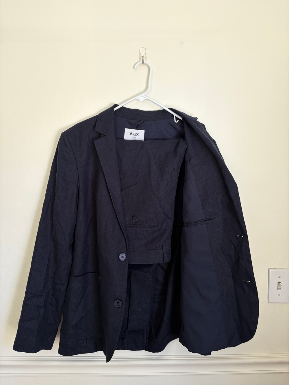 WAX Men's Linen Navy Suit with Blazer and Trousers
